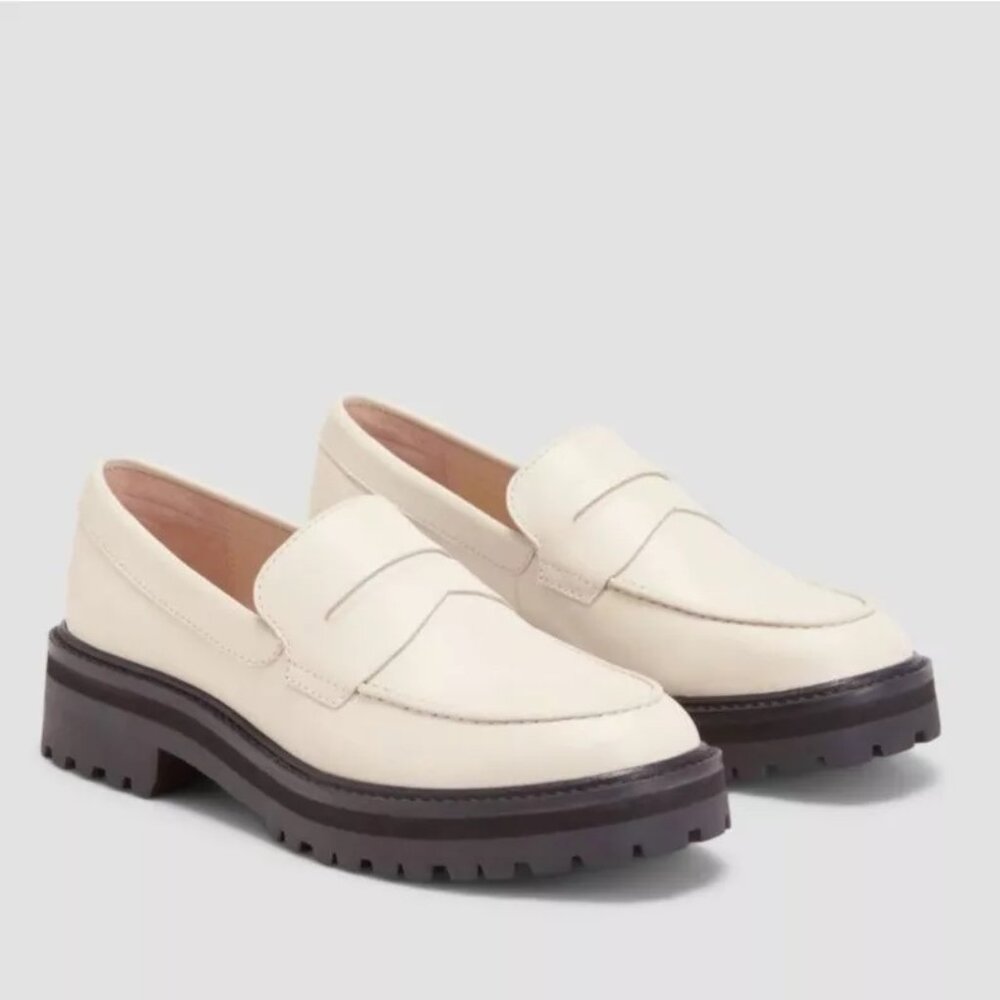 EVERLANE Lug Sole Loafer Size 9 Chunky Parchment Cream Ivory Leather Platform